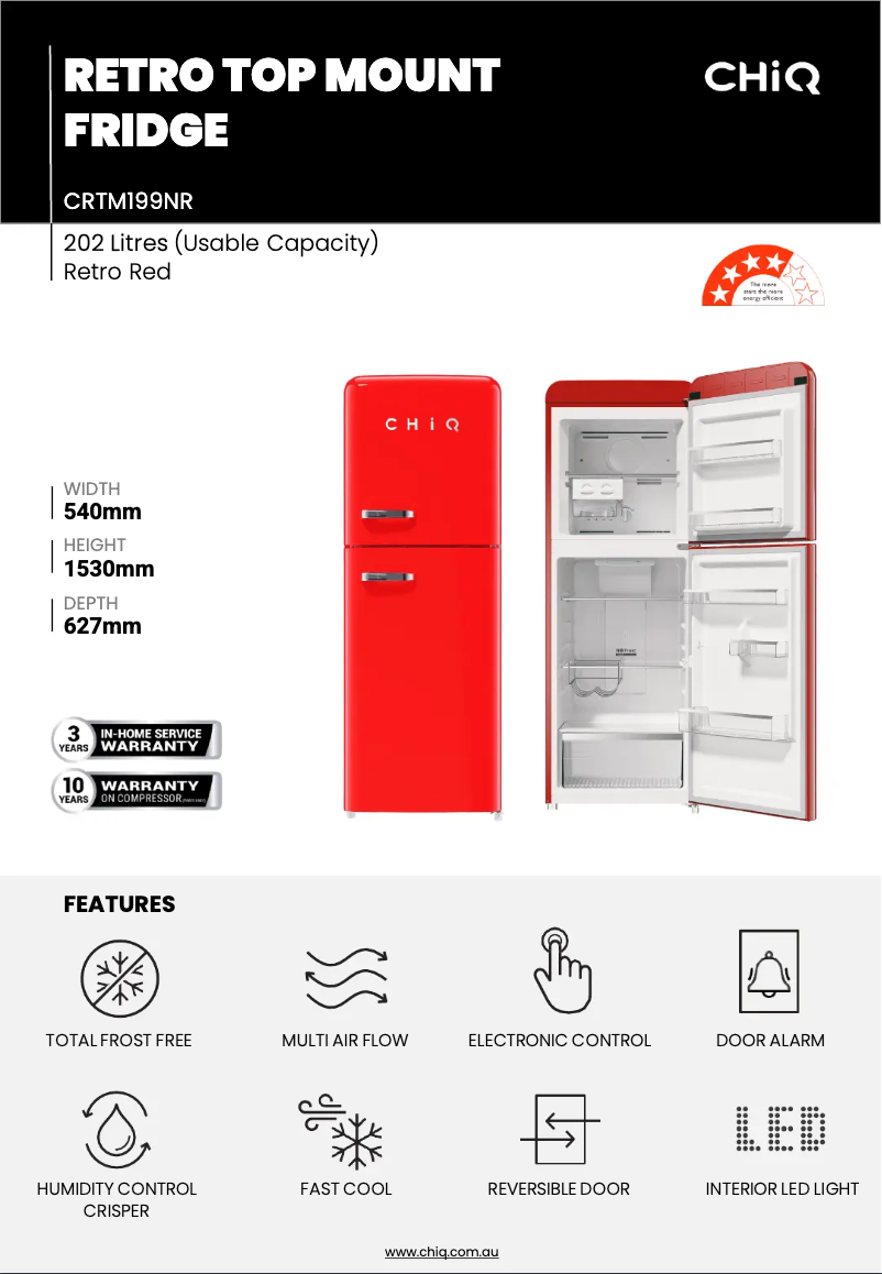 Page 1 de la notice Fiche technique CHiQ CRTM199NR