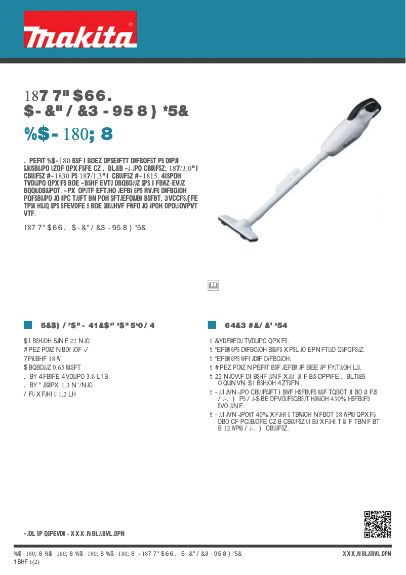 Page n°1 - Fiche technique Makita DCL180ZW