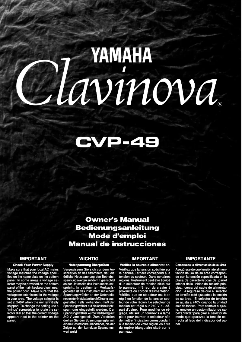 Page 1 de la notice Manuel utilisateur Yamaha Clavinova CVP-49