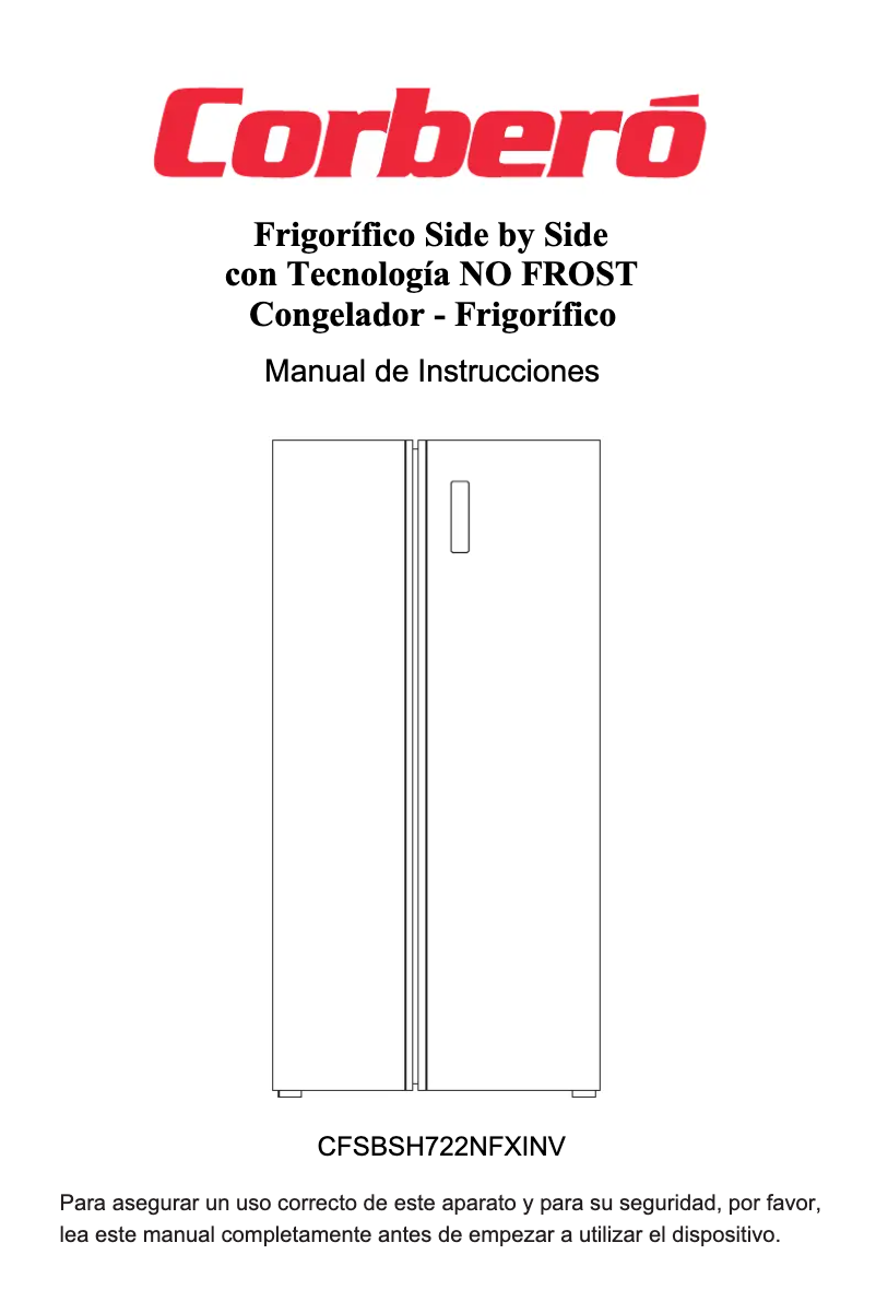 Page 1 de la notice Manuel utilisateur Corbero CFSBSH722NFXINV