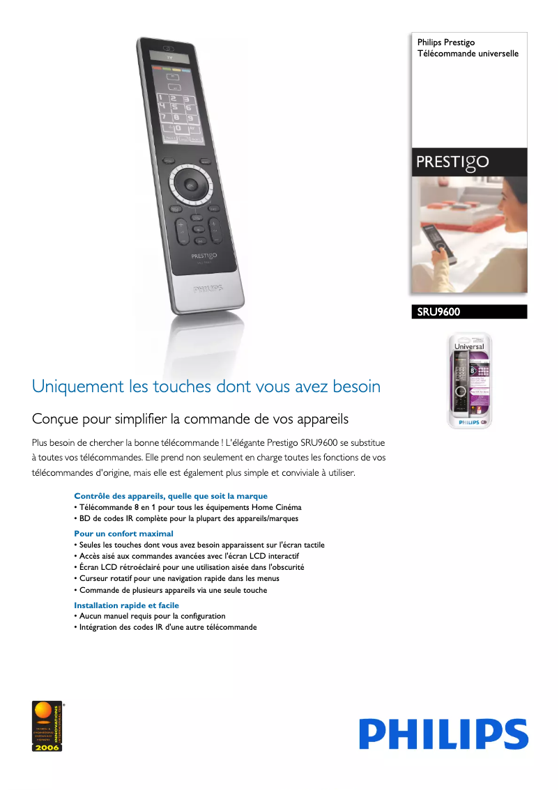 Image de la première page du manuel de l'appareil Prestigo SRU9600
