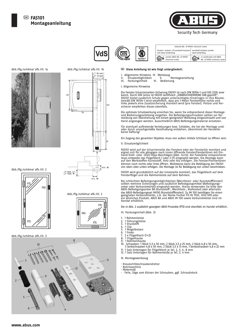 Page n°1 - Guide d'installation Abus ABFS24490