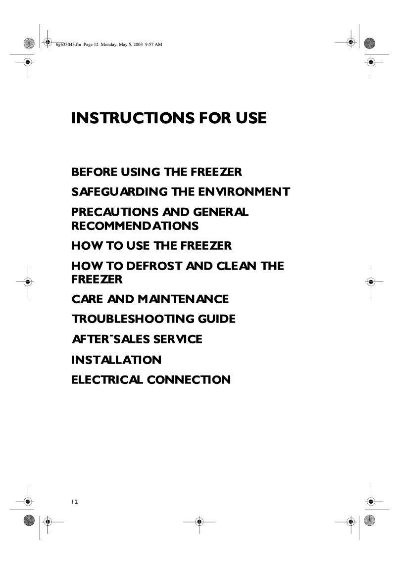 Page 1 de la notice Manuel utilisateur Whirlpool AFB 448/H