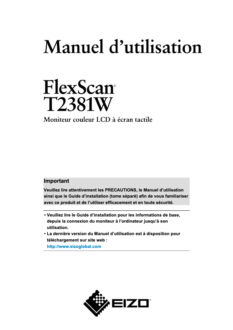 Image de la première page du manuel de l'appareil T2381W-Swiss Edition