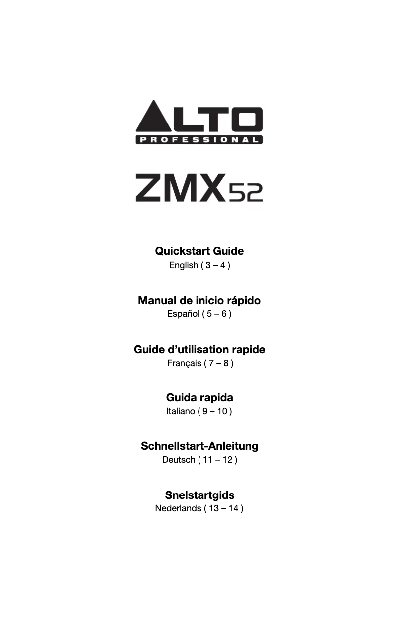 Página 1 del manual Guía de inicio rápido Alto Zephyr ZMX52