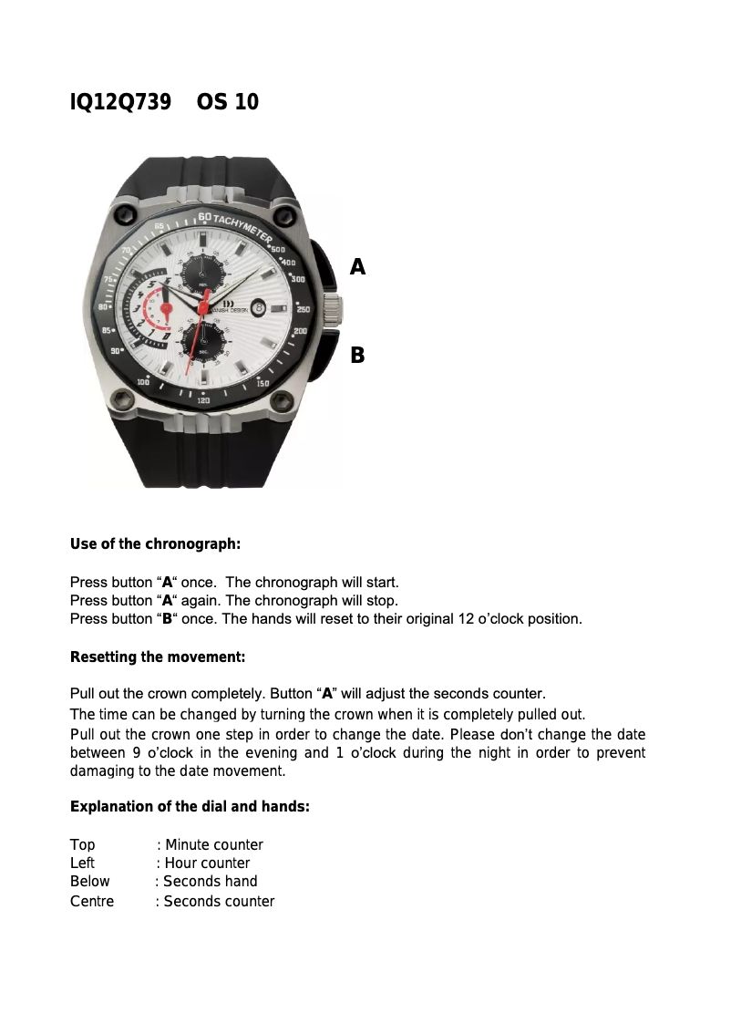 Page 1 de la notice Manuel utilisateur Danish Design Q739