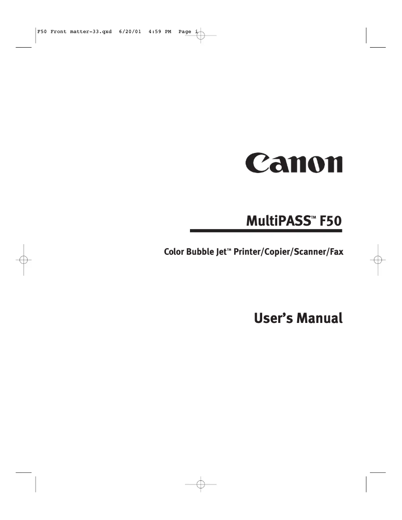 Image de la première page du manuel de l'appareil MultiPASS F50