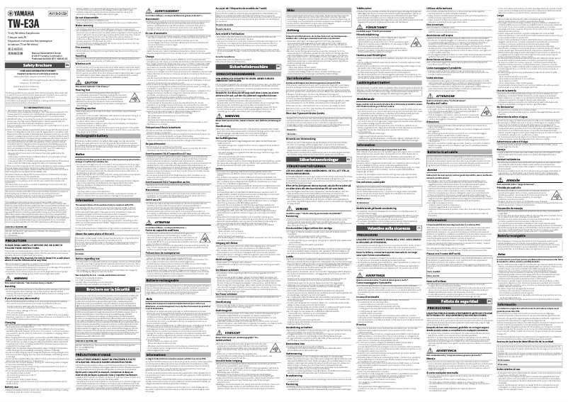 Page n°1 - Instructions de sécurité Yamaha TW-E3A