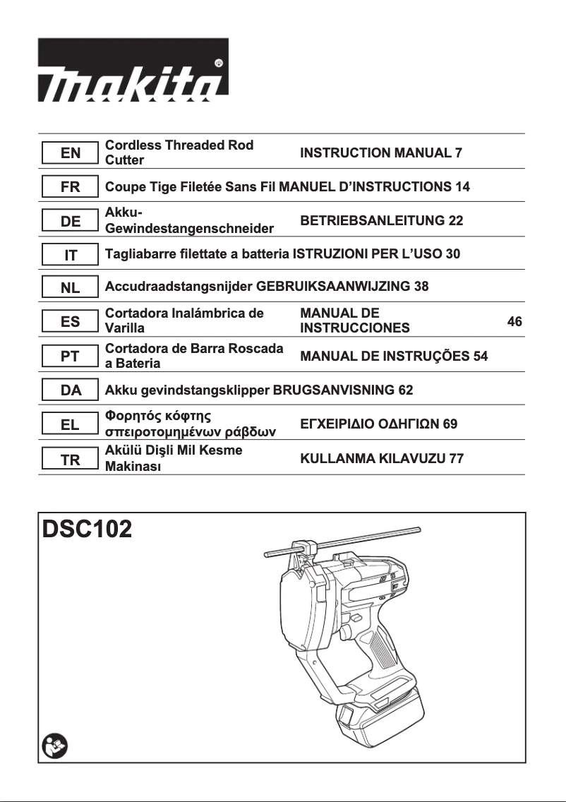 Page 1 de la notice Manuel utilisateur Makita DSC102ZJ