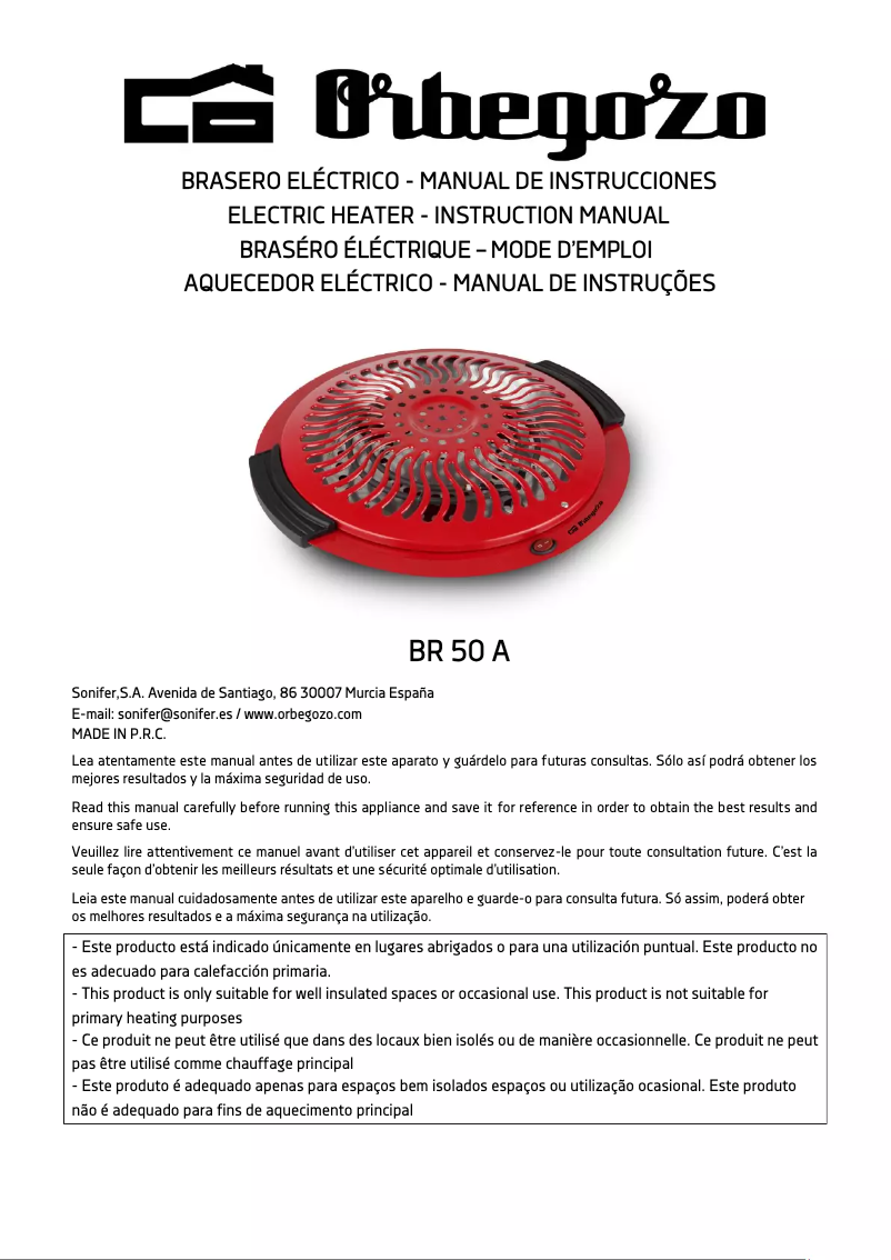 Page 1 de la notice Manuel utilisateur Orbegozo BR 50