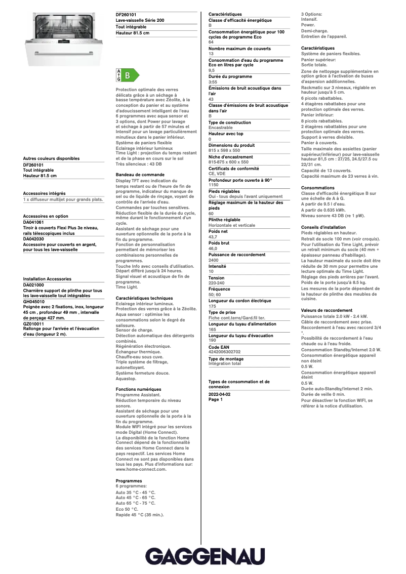Image de la première page du manuel de l'appareil DF260101