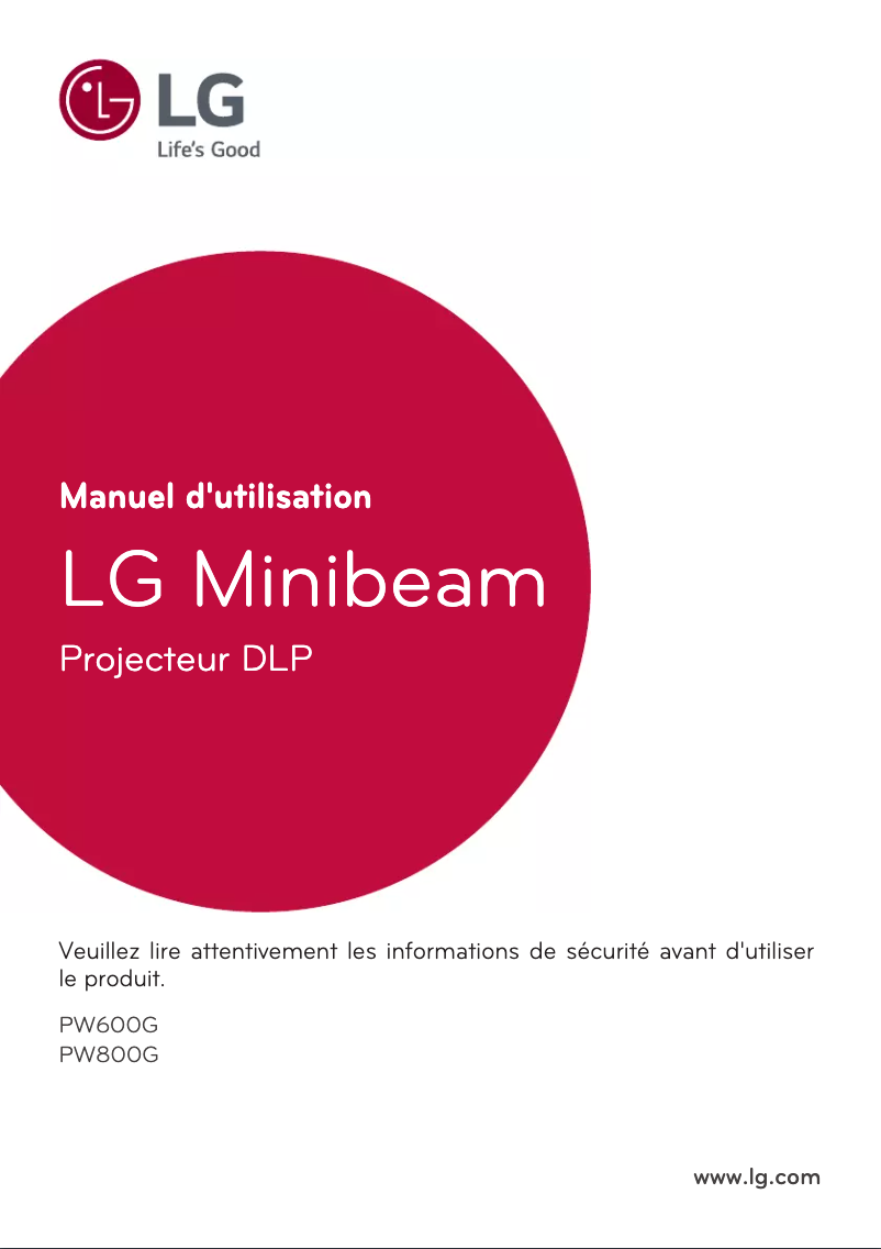 Page 1 de la notice Manuel utilisateur LG PW800G
