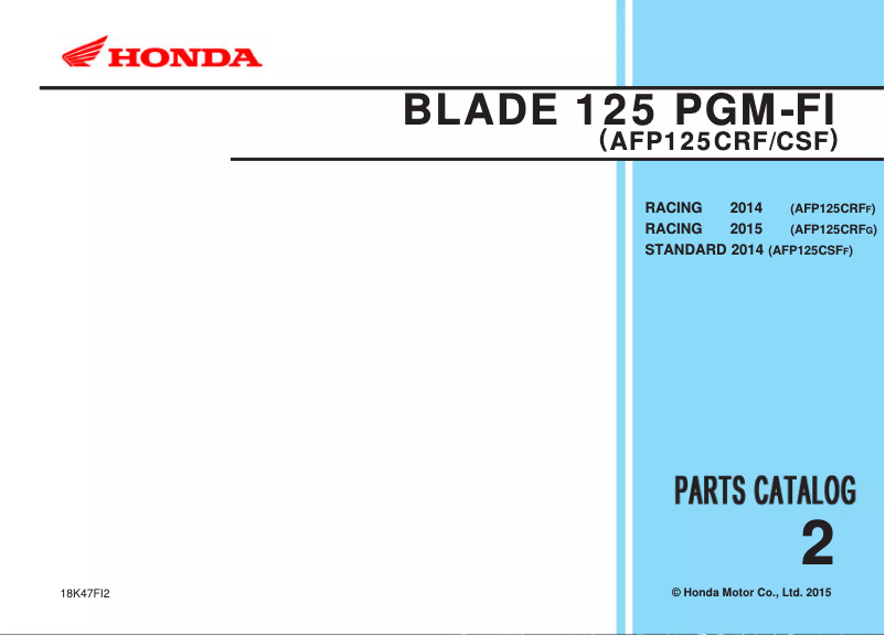 Page 1 de la notice Manuel utilisateur Honda Blade 125 FI (2015)