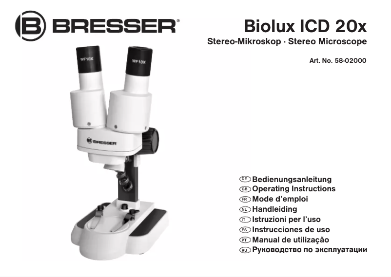Página 1 del manual Manual de usuario Bresser Biolux ICD 20x Stereo