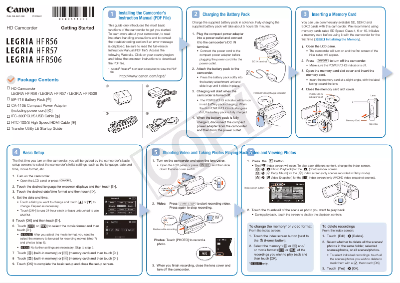 Page 1 de la notice Manuel utilisateur Canon Legria HF R57