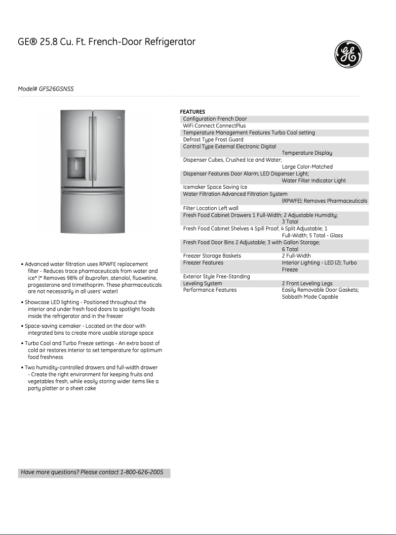 Image de la première page du manuel de l'appareil GFS26GMNES