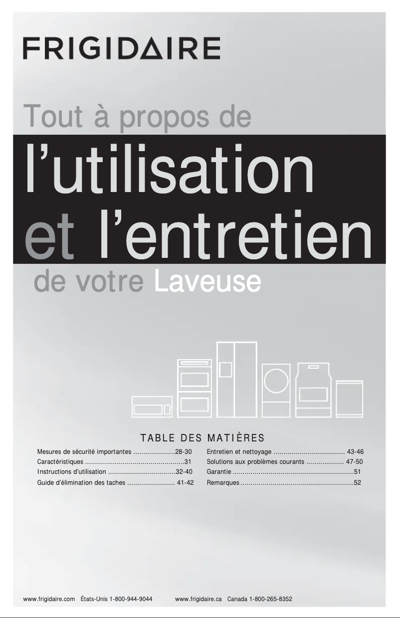 Page 1 de la notice Manuel utilisateur Frigidaire FFFW5100PW