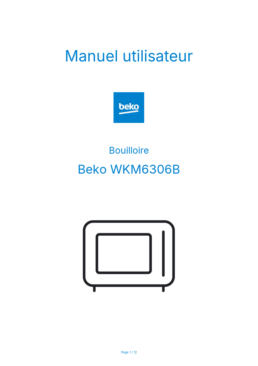 Image de la première page du manuel de l'appareil WKM6306B