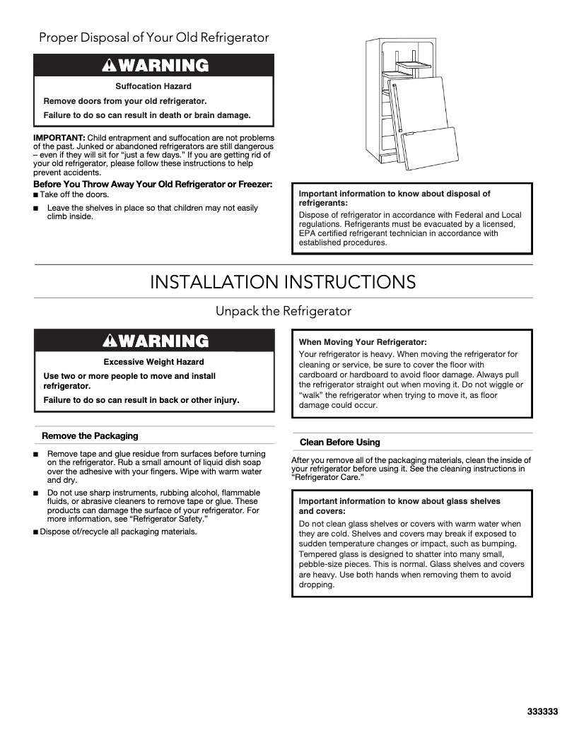 Page 1 de la notice Guide d'installation KitchenAid KRMF706ESS