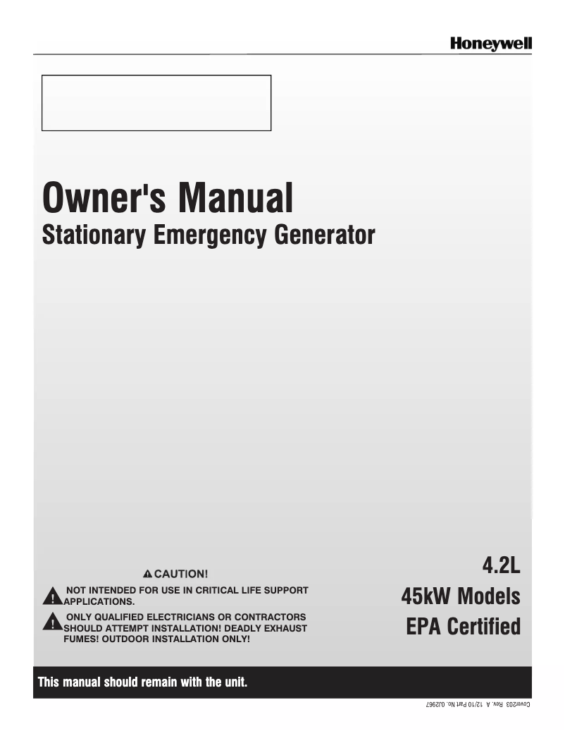 Page 1 de la notice Manuel utilisateur Honeywell HT04554ANAX