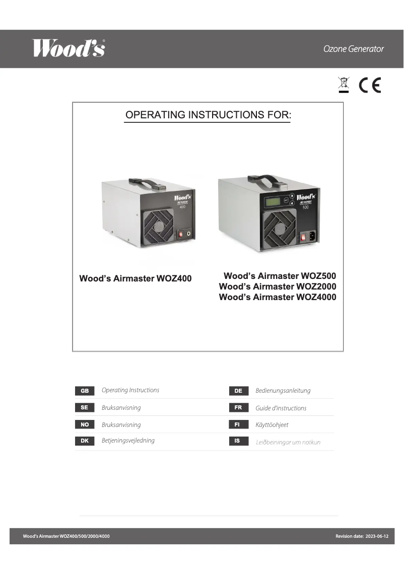 Image de la première page du manuel de l'appareil Airmaster WOZ2000