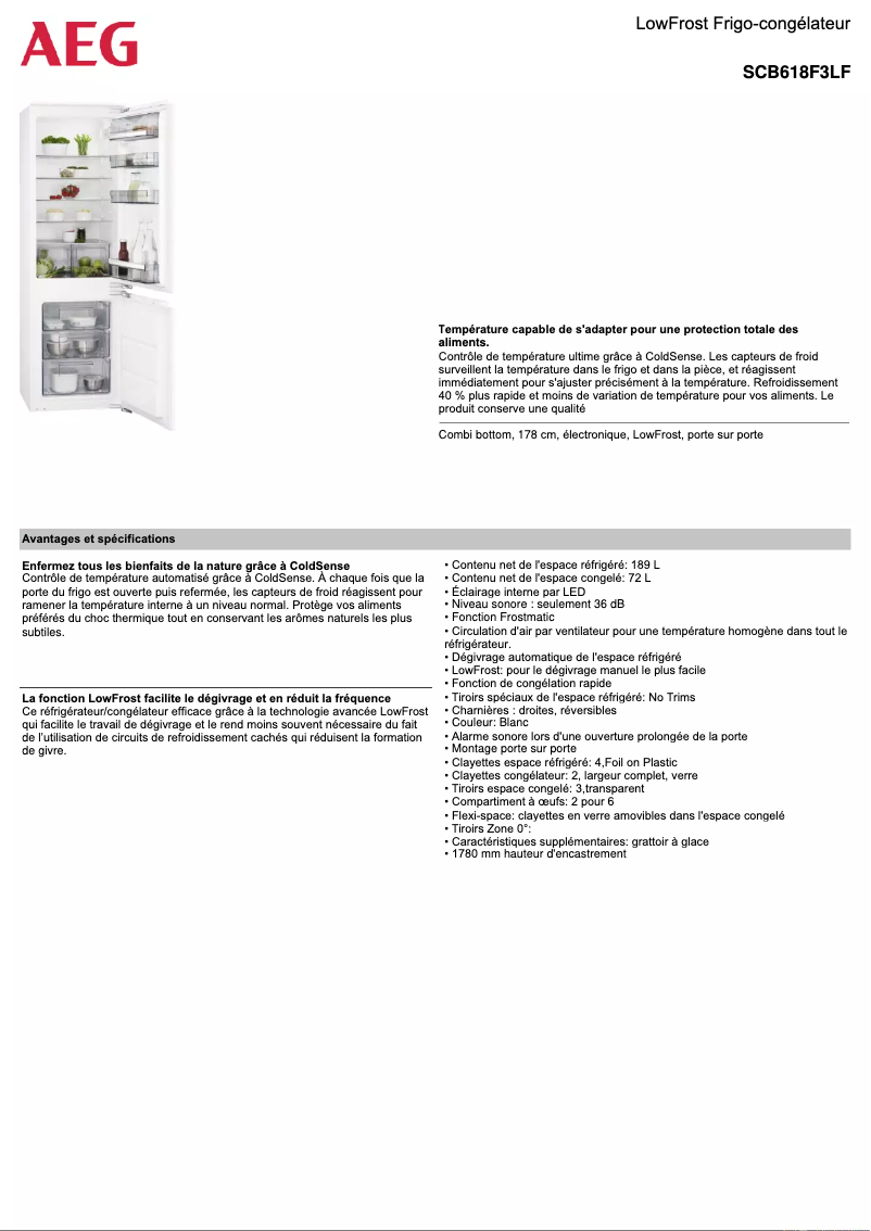 Página 1 del manual Ficha técnica AEG SCB618F3LF