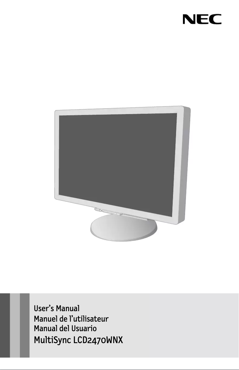 Image de la première page du manuel de l'appareil MultiSync LCD2470WNX