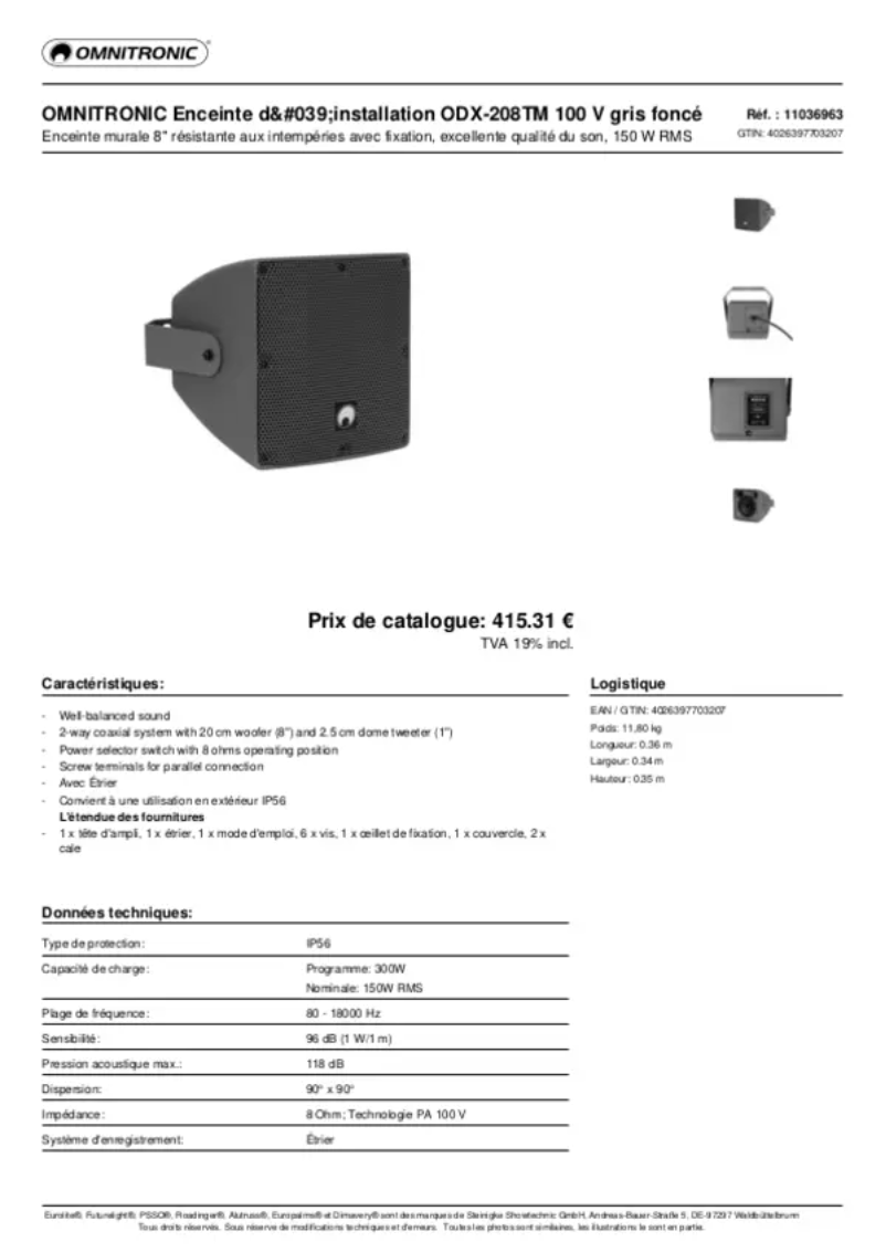 Image de la première page du manuel de l'appareil ODX-208TM