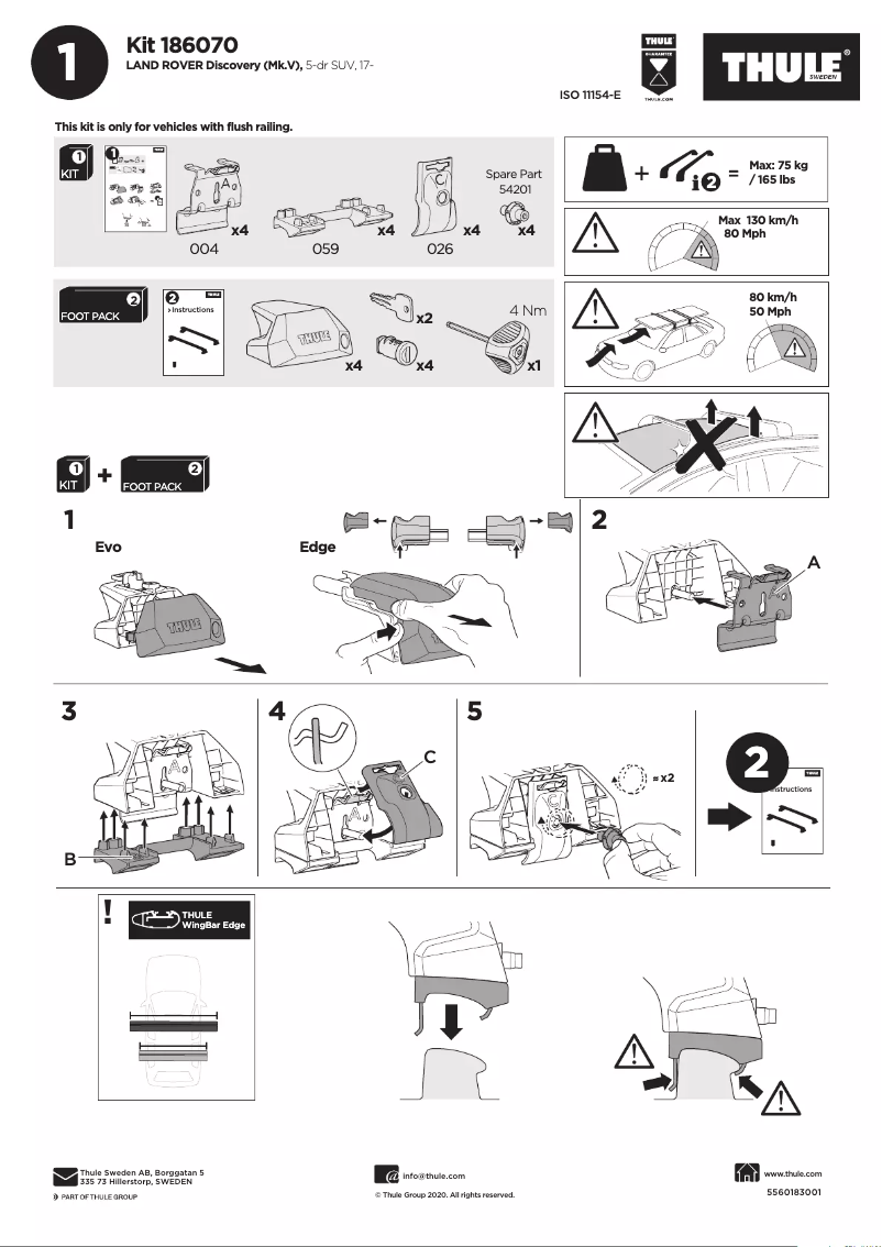 Page n°1 - Manuel utilisateur Thule Kit 186070