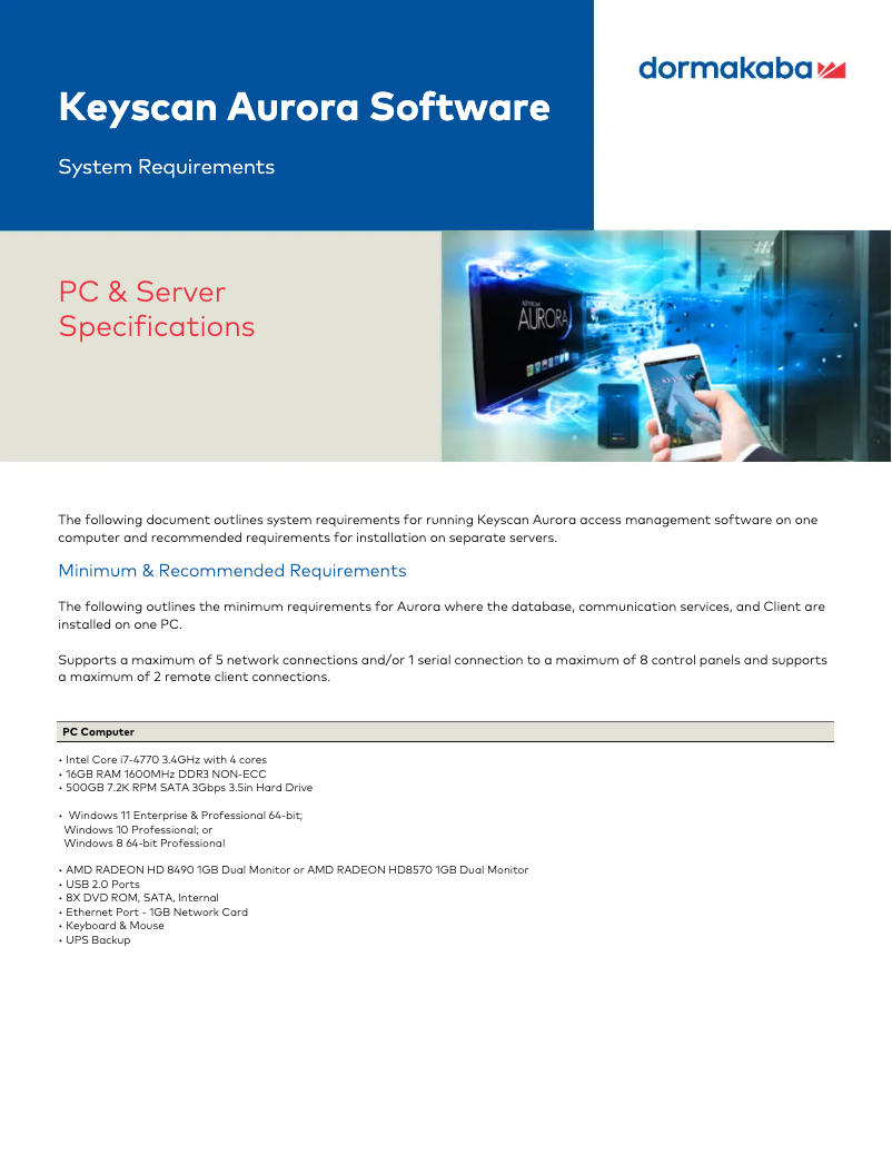 Image de la première page du manuel de l'appareil Keyscan Aurora