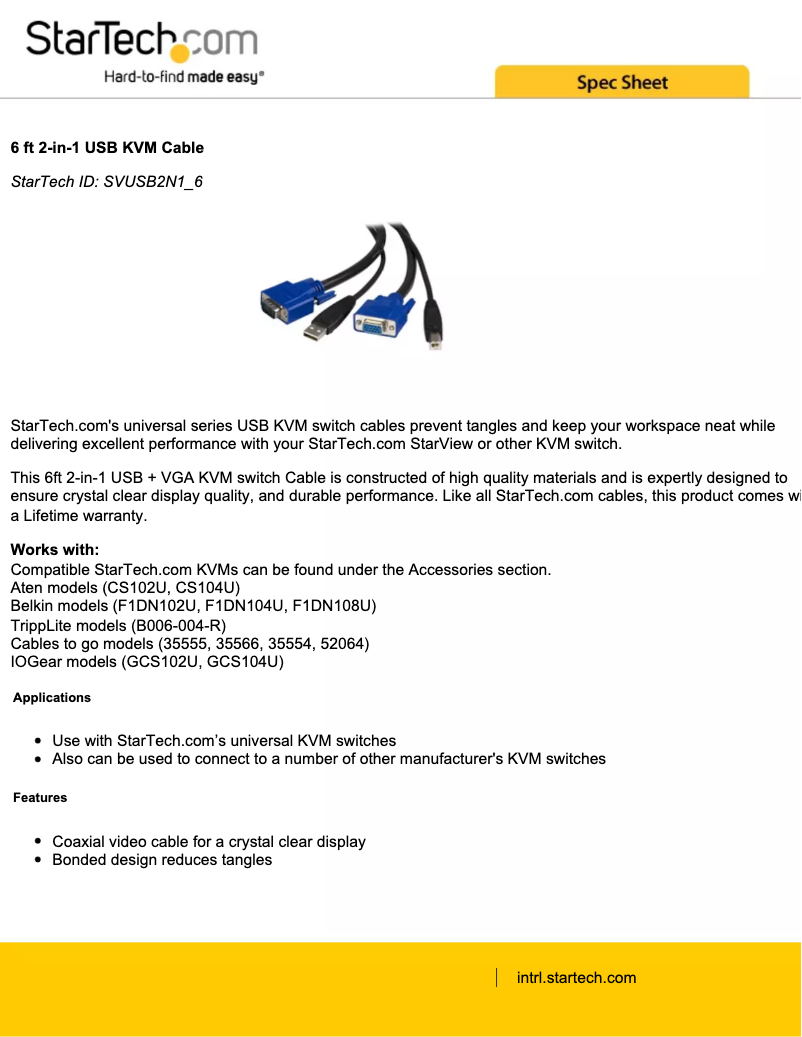 Page 1 de la notice Manuel utilisateur StarTech.com SVUSB2N1_6