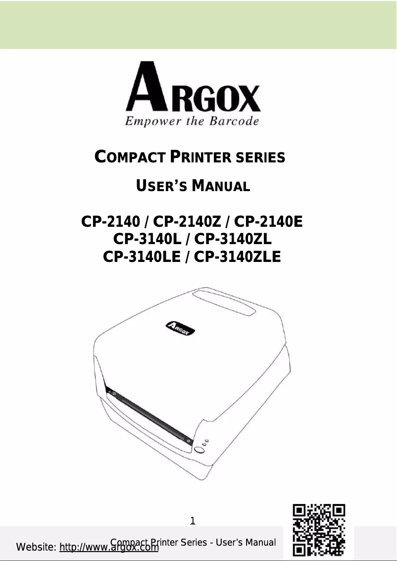Page 1 de la notice Manuel utilisateur Argox CP-3140L