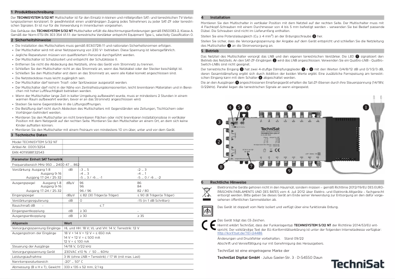 Page n°1 - Manuel utilisateur TechniSat TechniSystem 5/32 NT