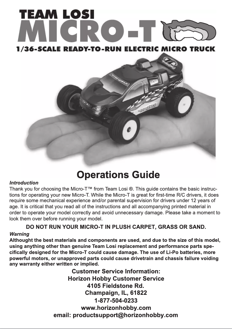 Image de la première page du manuel de l'appareil 1/36 Micro-T Stadium Truck RTR