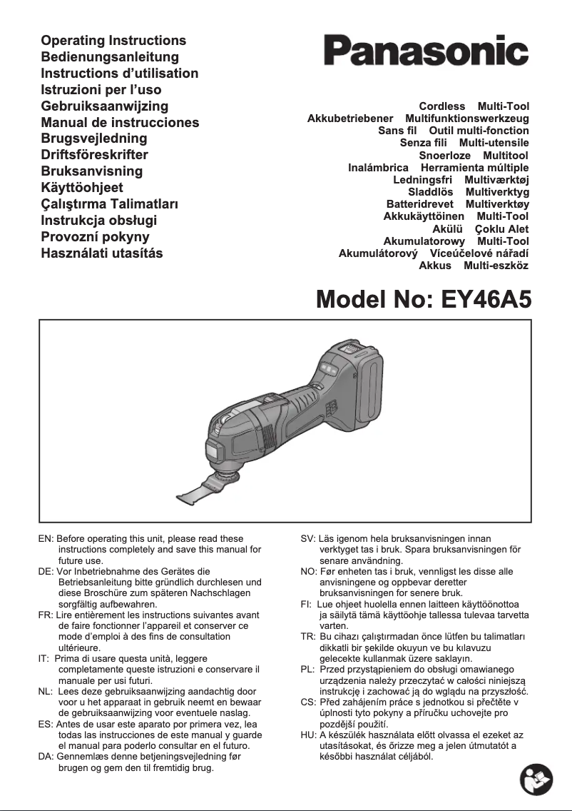 Page n°1 - Manuel utilisateur Panasonic EY46A5
