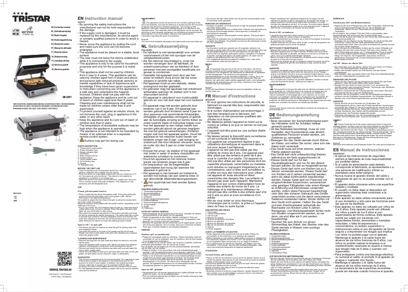 Page 1 de la notice Manuel utilisateur TriStar GR-2851