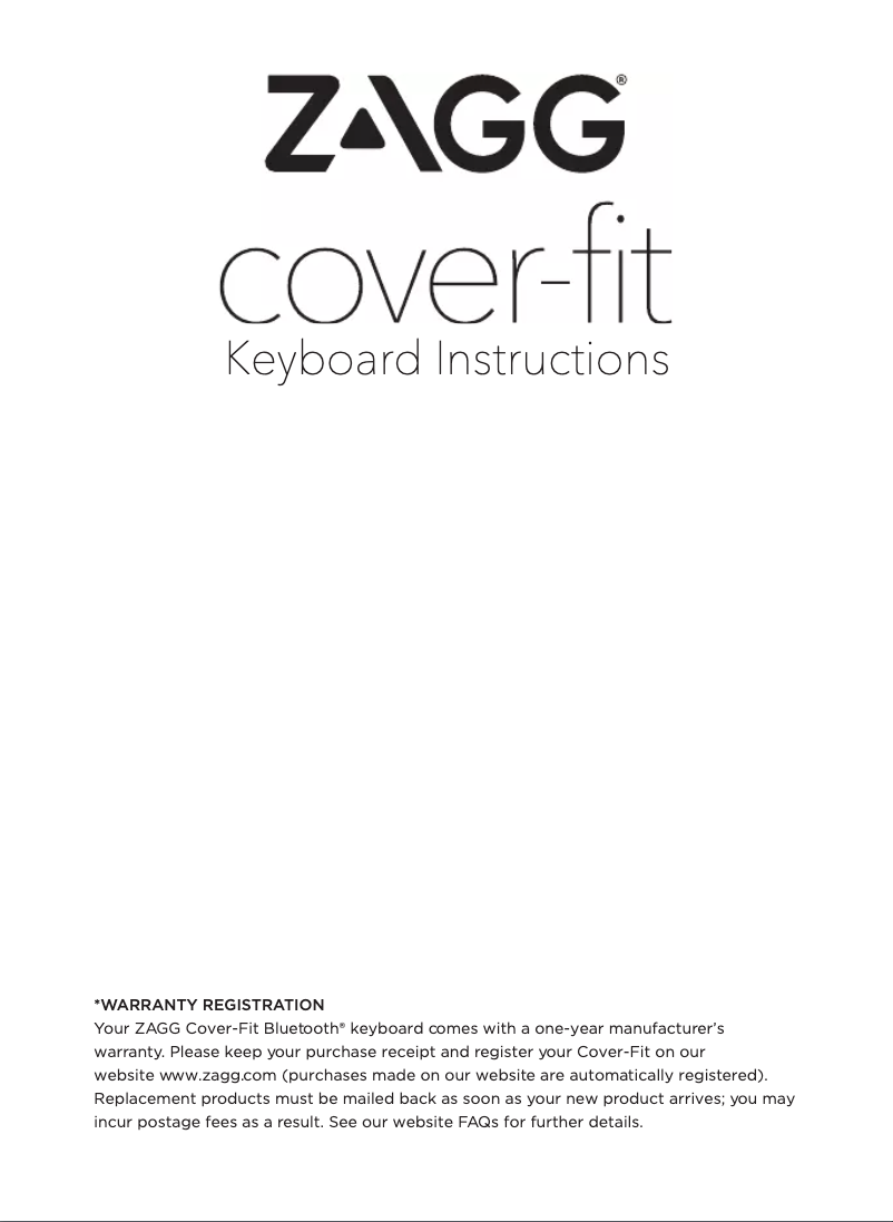 Page 1 de la notice Manuel utilisateur Zagg Cover-fit