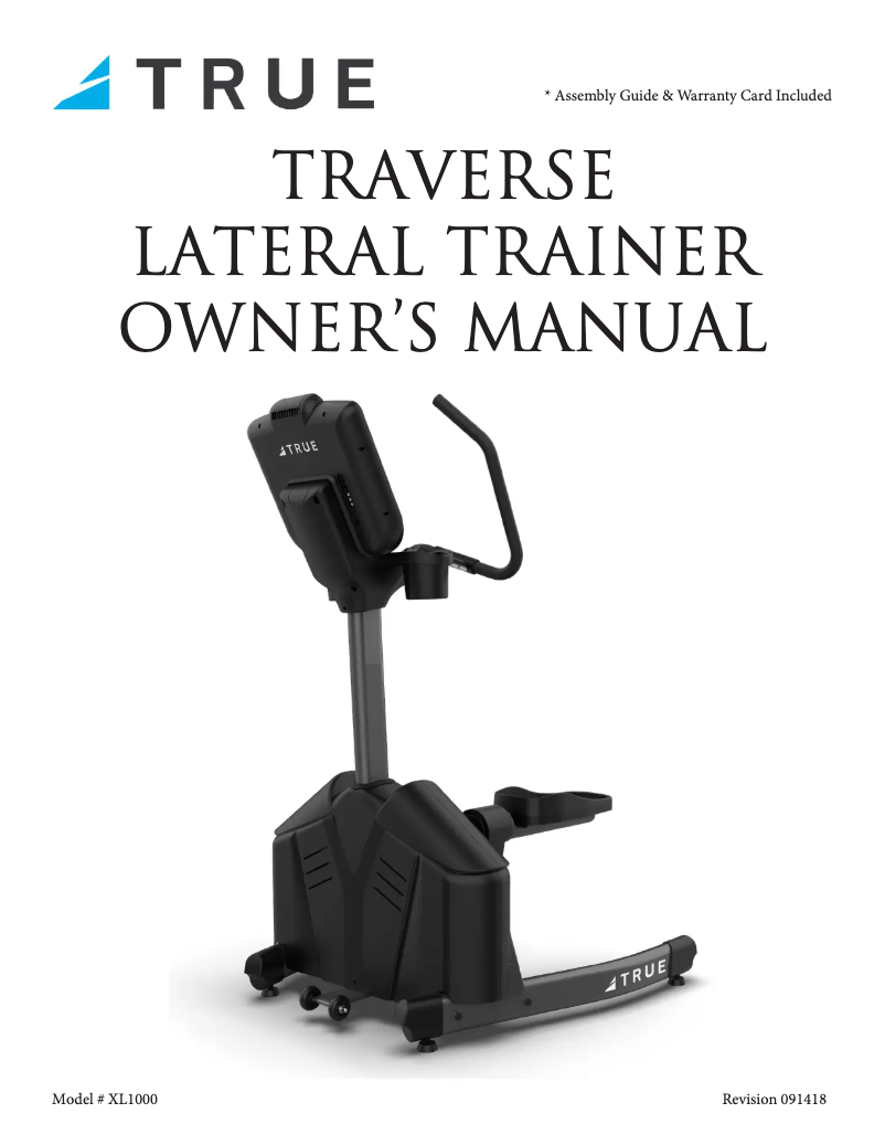 Page 1 de la notice Manuel utilisateur True XL1000