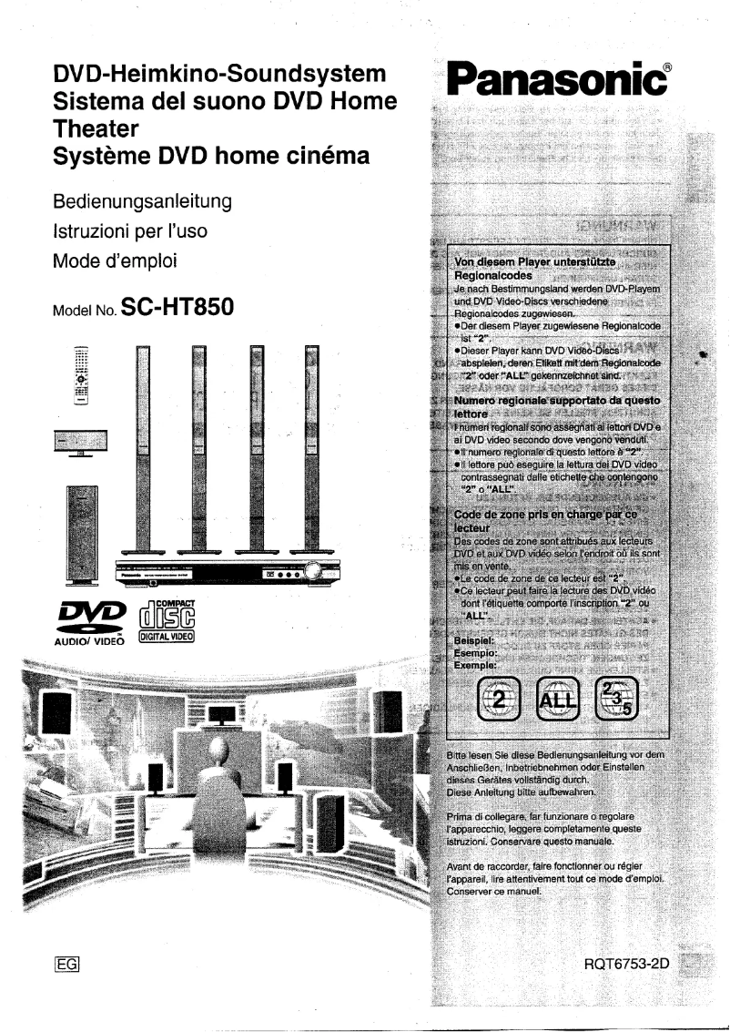 Page 1 de la notice Manuel utilisateur Panasonic SC-HT850
