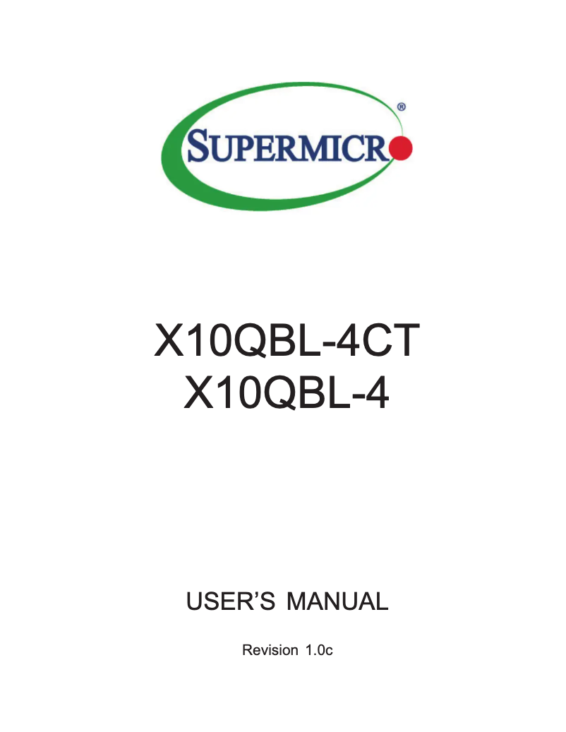 Page n°1 - Manuel utilisateur Supermicro X10QBL-4CT