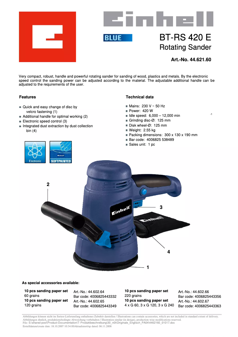 Image de la première page du manuel de l'appareil BT-RS 420 E
