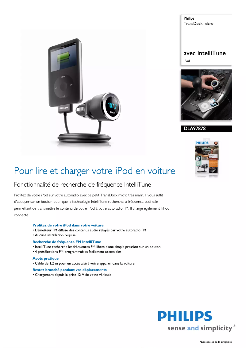 Page 1 de la notice Fiche technique Philips DLA97878