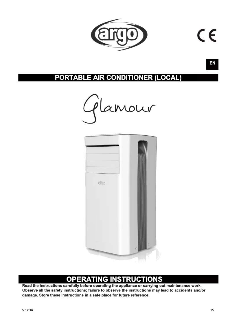 Page n°1 - Manuel utilisateur Argoclima Glamour