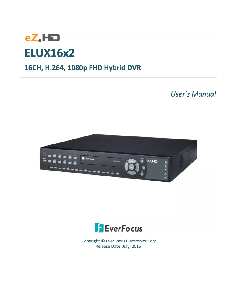 Page n°1 - Manuel utilisateur EverFocus ELUX16X2