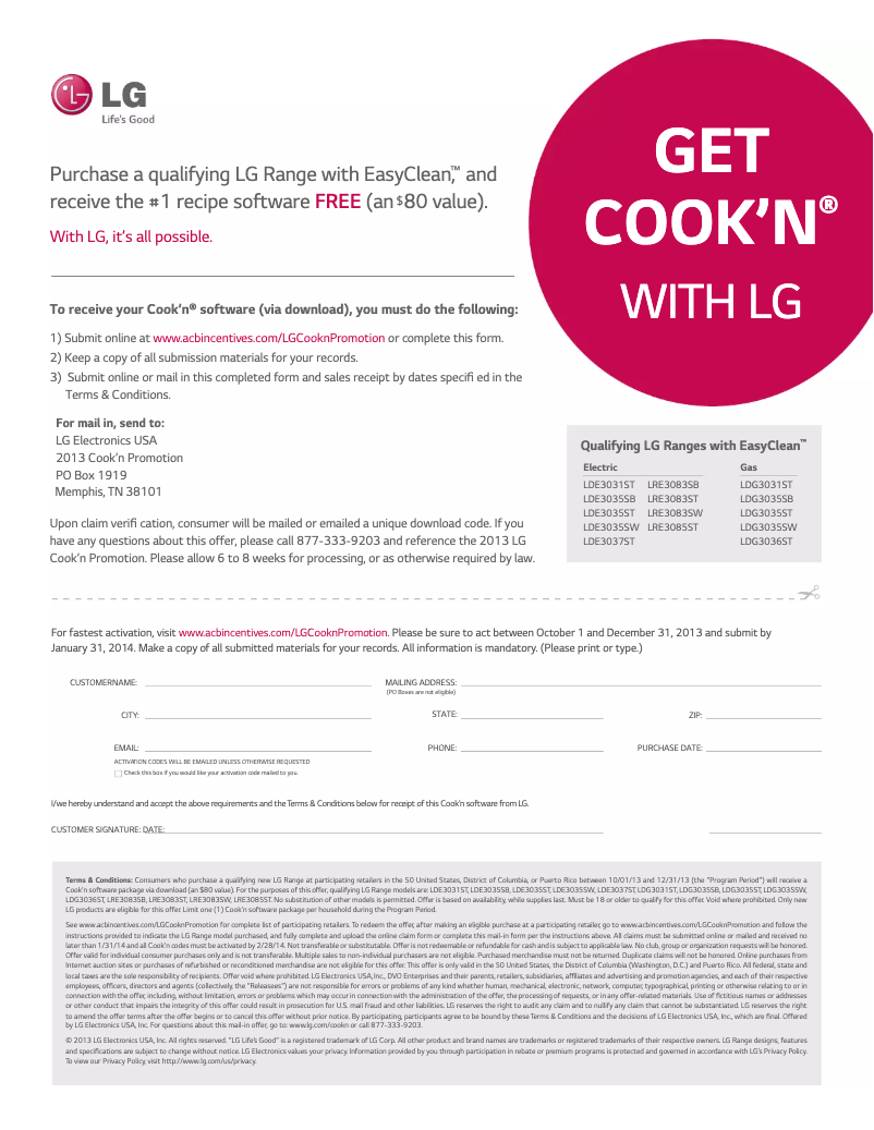 Page 1 of the manual Instructions / Assembly LG LDG3031ST