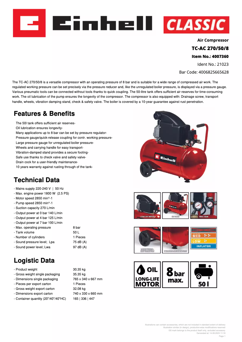 Image de la première page du manuel de l'appareil TC-AC 270/50/8