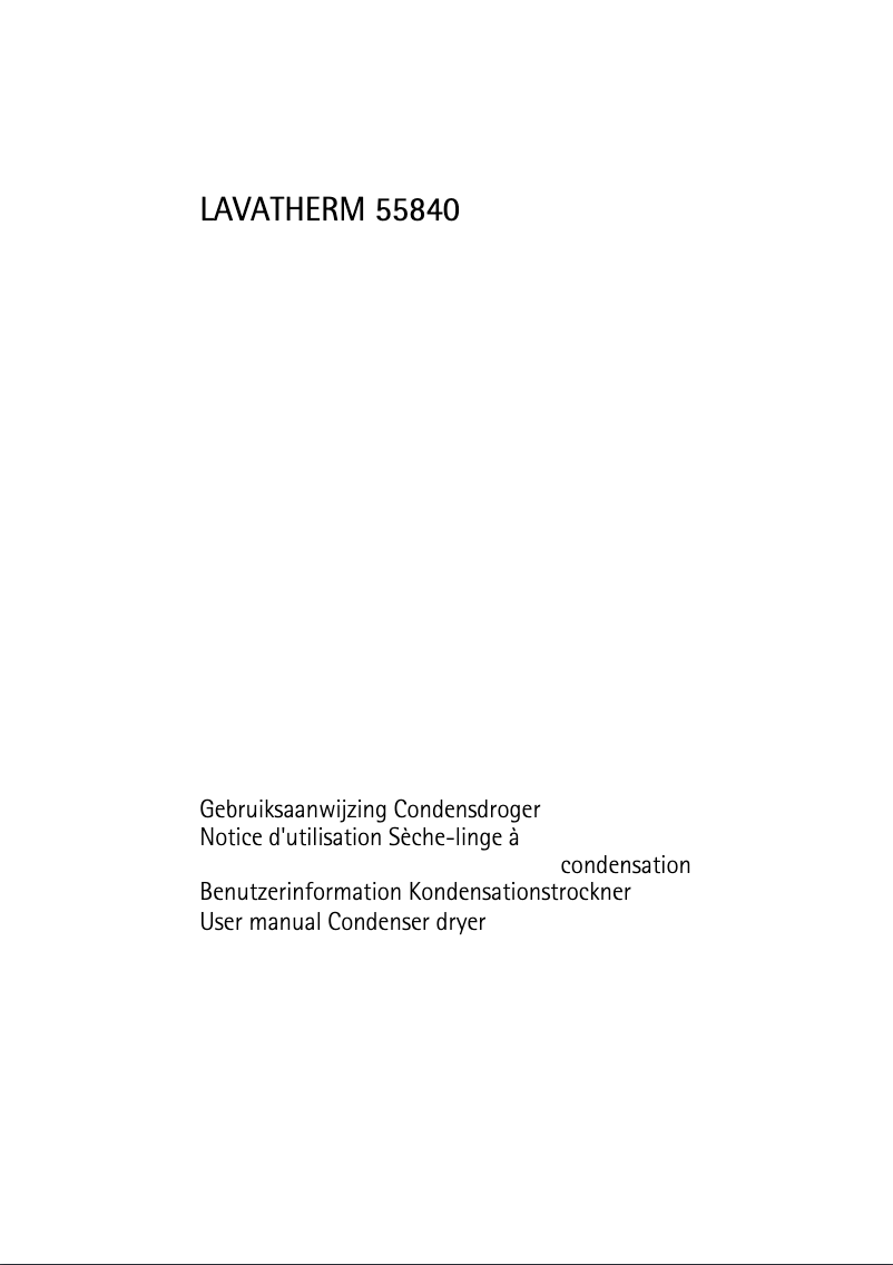 Page 1 de la notice Manuel utilisateur AEG-Electrolux Lavatherm 55840