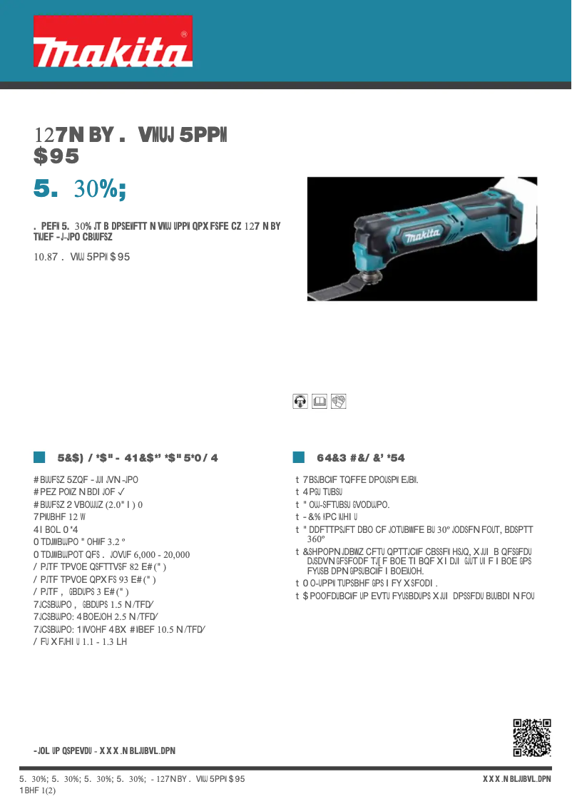 Page 1 de la notice Fiche technique Makita TM30DZ
