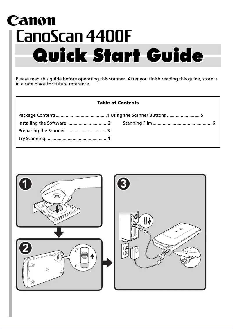 Image de la première page du manuel de l'appareil CanoScan 4400F