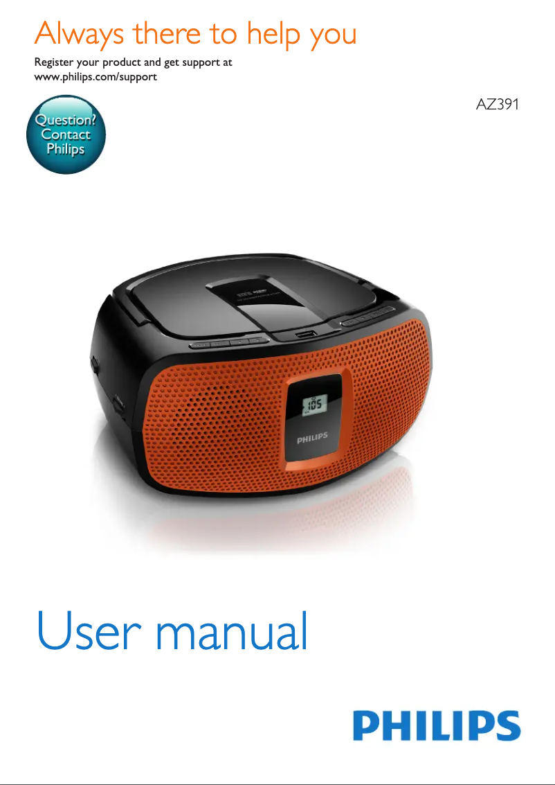 Page 1 de la notice Manuel utilisateur Philips AZ391X